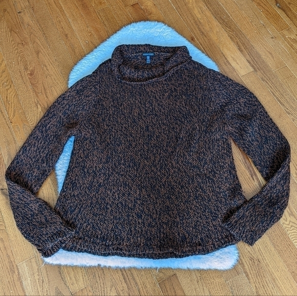 eileen FISHER funnel neck top marled knit sweater cowl mock neck nutmeg xl - Picture 5 of 12